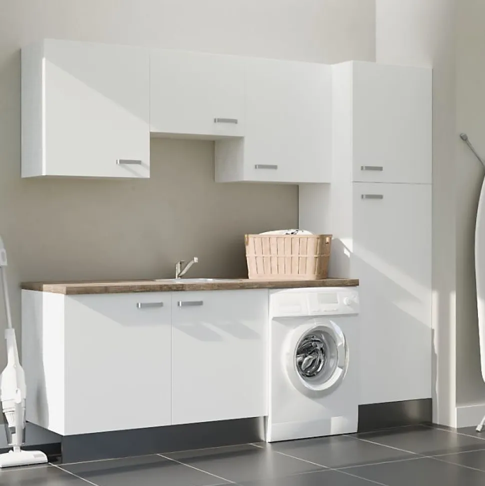 Ensemble meubles buanderie avec emplacement lave-linge - B04
