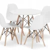 Ensemble repas Valora Table ronde blanche KOVA 80 cm + 4 chaises blanches OSAKA