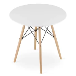 Ensemble repas Valora Table ronde blanche KOVA 80 cm + 4 chaises blanches OSAKA