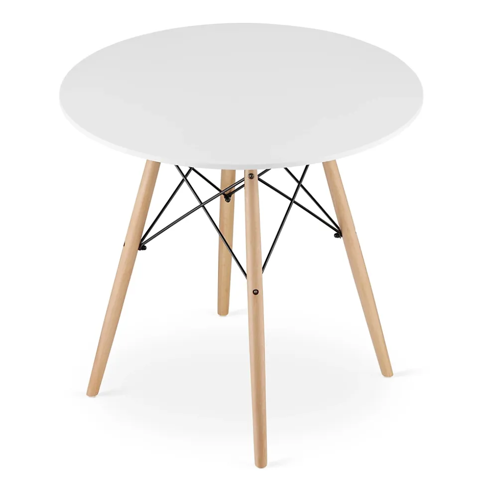 Ensemble repas Valora Table ronde blanche KOVA 80 cm + 4 chaises blanches OSAKA