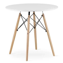 Ensemble repas Valora Table ronde blanche KOVA 80 cm + 4 chaises blanches OSAKA