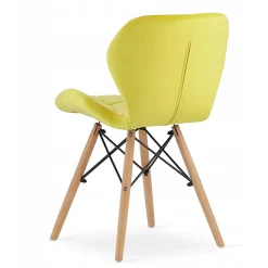 Ensemble repas Valora Table ronde blanche KOVA 80 cm + 4 chaises jaunes WAKO