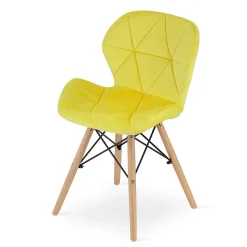 Ensemble repas Valora Table ronde blanche KOVA 80 cm + 4 chaises jaunes WAKO