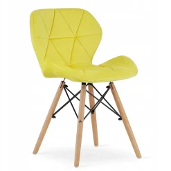 Ensemble repas Valora Table ronde blanche KOVA 80 cm + 4 chaises jaunes WAKO