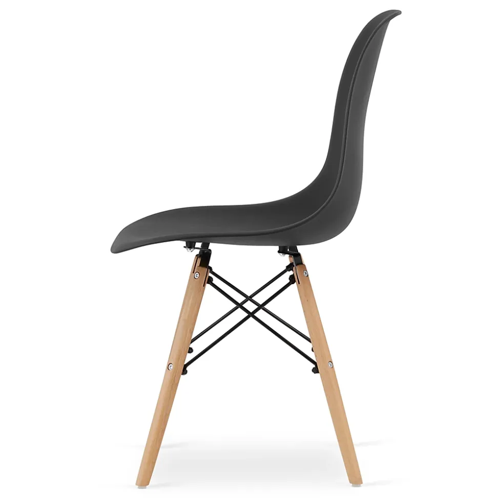 Ensemble repas Valora Table ronde noire KOVA 80 cm + 4 chaises noires OSAKA