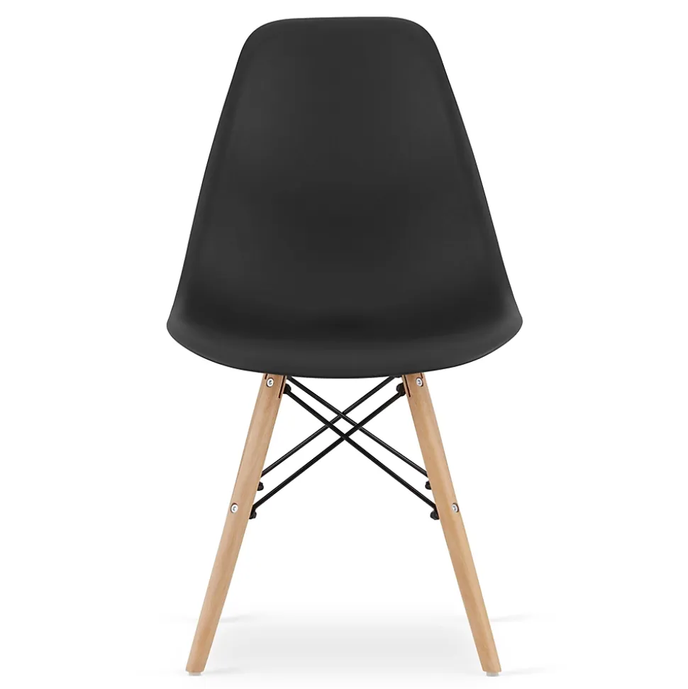 Ensemble repas Valora Table ronde noire KOVA 80 cm + 4 chaises noires OSAKA