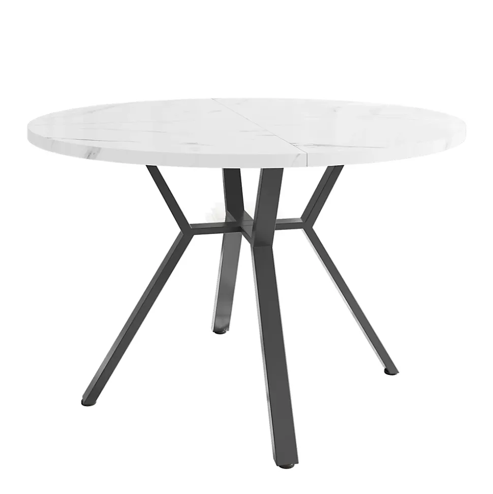 Ensemble repas 100x75 cm avec 4 chaises, plateau effet marbre MDF, structure métal noir et assises velours vert