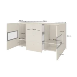 Ensemble salon complet RAMOS Chene et noir 7 meubles avec LED multicolore intégrée