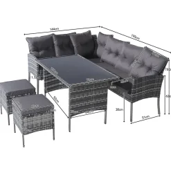 Ensemble Salon Polyrotin 7 Places Housse Lavable Gris Blackcolors
