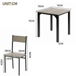 Ensemble Salon Table + 2 Chaises Naturel Blackcolors