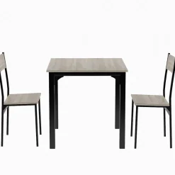 Ensemble Salon Table + 2 Chaises Naturel Blackcolors