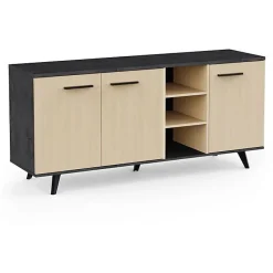 Ensemble séjour - Enfilade, Buffet haut, Table - KENT - Chene de fil / Sidewalk - DEMEYERE