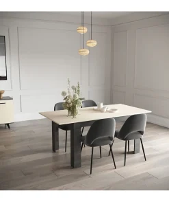 Ensemble séjour - Enfilade, Buffet haut, Table allonge - KENT - Chene de fil / Sidewalk - DEMEYERE