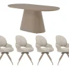 Ensemble table + 4 chaises VALIANA - Taupe et crème