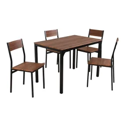Ensemble table + 4 chaises métal et effet bois