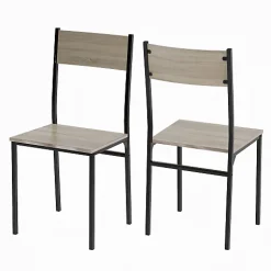 Ensemble table à manger 3 pièces en bois naturel avec 2 chaises pour balcon salon ou salle à manger