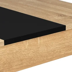 Ensemble table à manger et 2 bancs ROZY 4 personnes façon hêtre et noir 110 cm