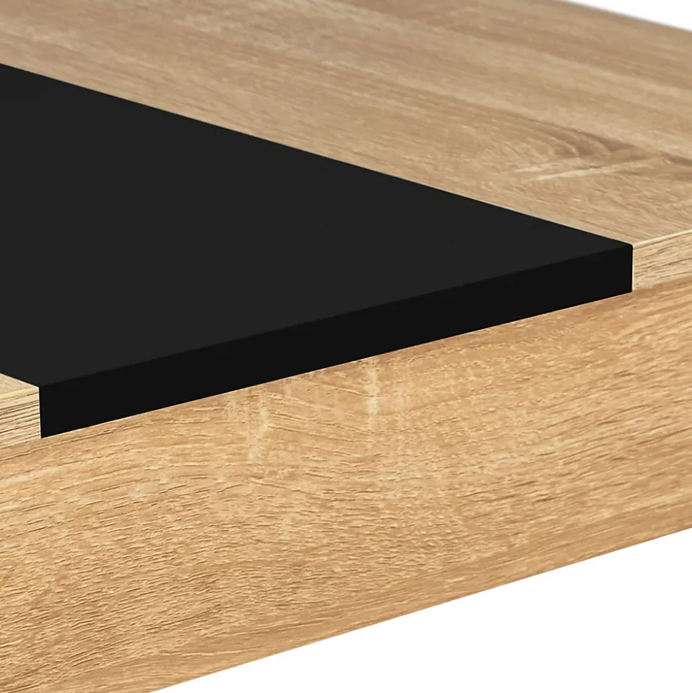 Ensemble table à manger et 2 bancs ROZY 4 personnes façon hêtre et noir 110 cm