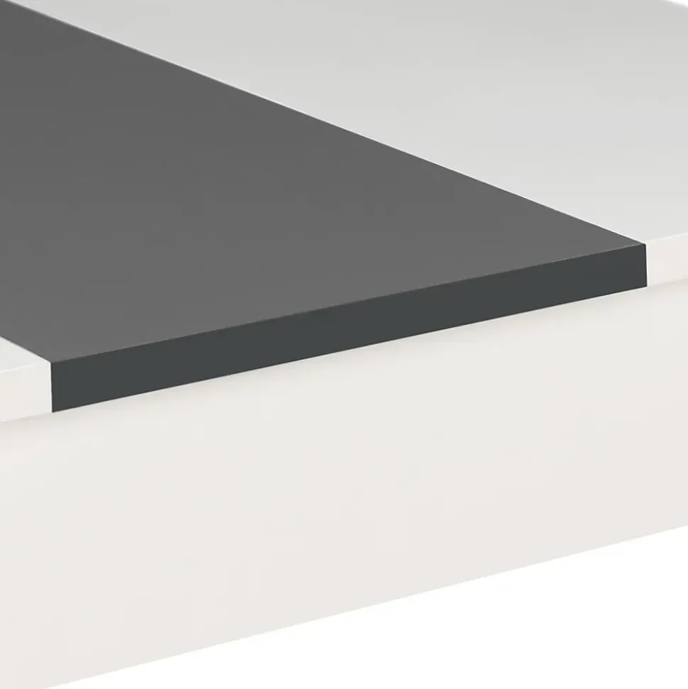 Ensemble table à manger et 2 bancs ROZY 4 personnes blanc et gris 110 cm
