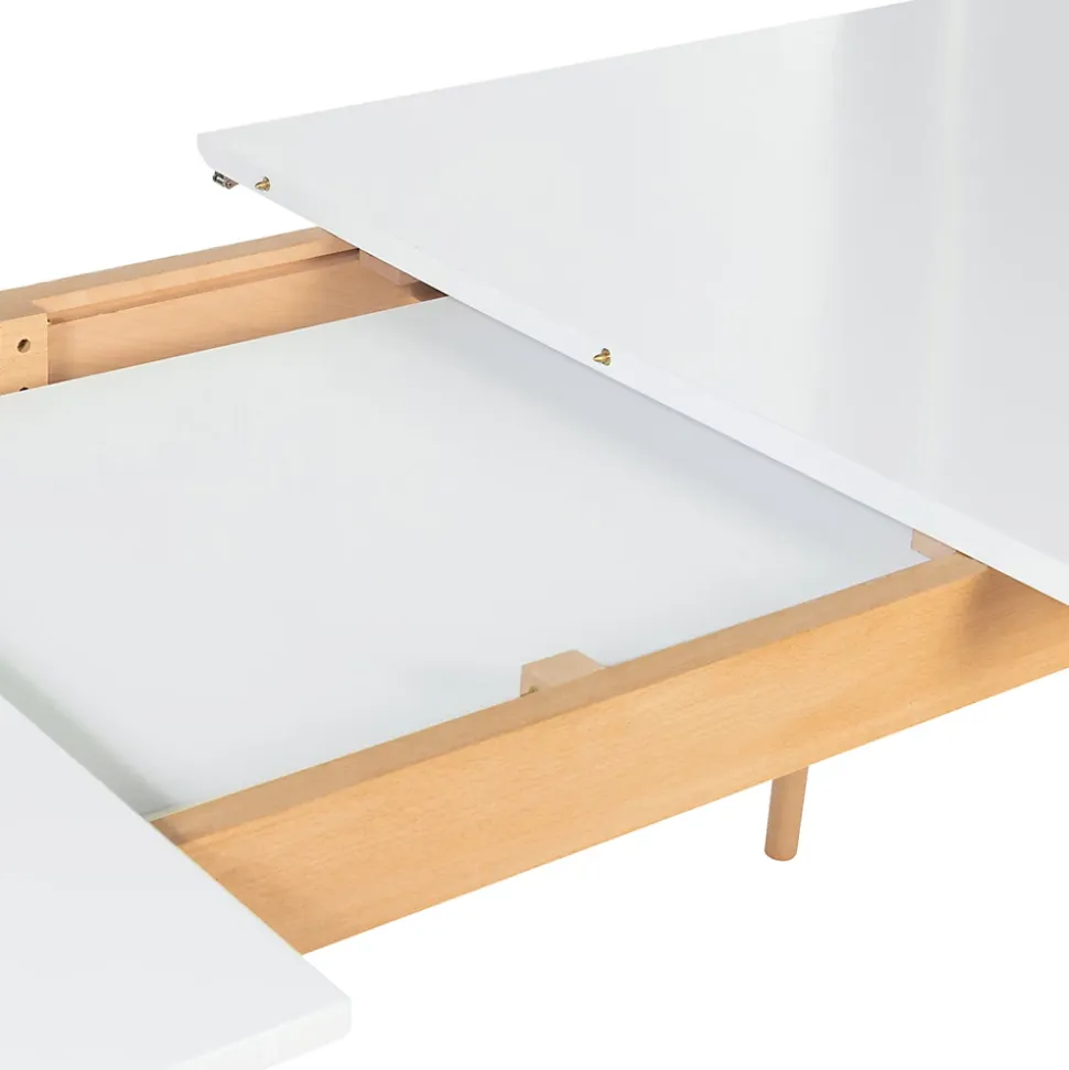 Ensemble table à manger extensible INGA 160-200 cm et 6 chaises SARA blanches design scandinave