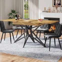 Ensemble Table à Manger Extensible - Table avec Rallonge et 4 Chaises Velours - Moderne 120/160x80x66,1 cm - Gris+Naturel
