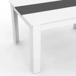 Ensemble table à manger GEORGIA 140 cm blanche et grise et 6 chaises ROMANE grises