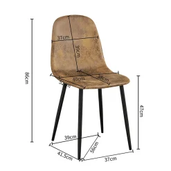 Ensemble table à manger marbre blanc doré avec 4 chaises brun