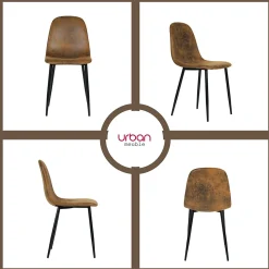 Ensemble table blanche effet marbre et 4 chaises scandinaves rétros