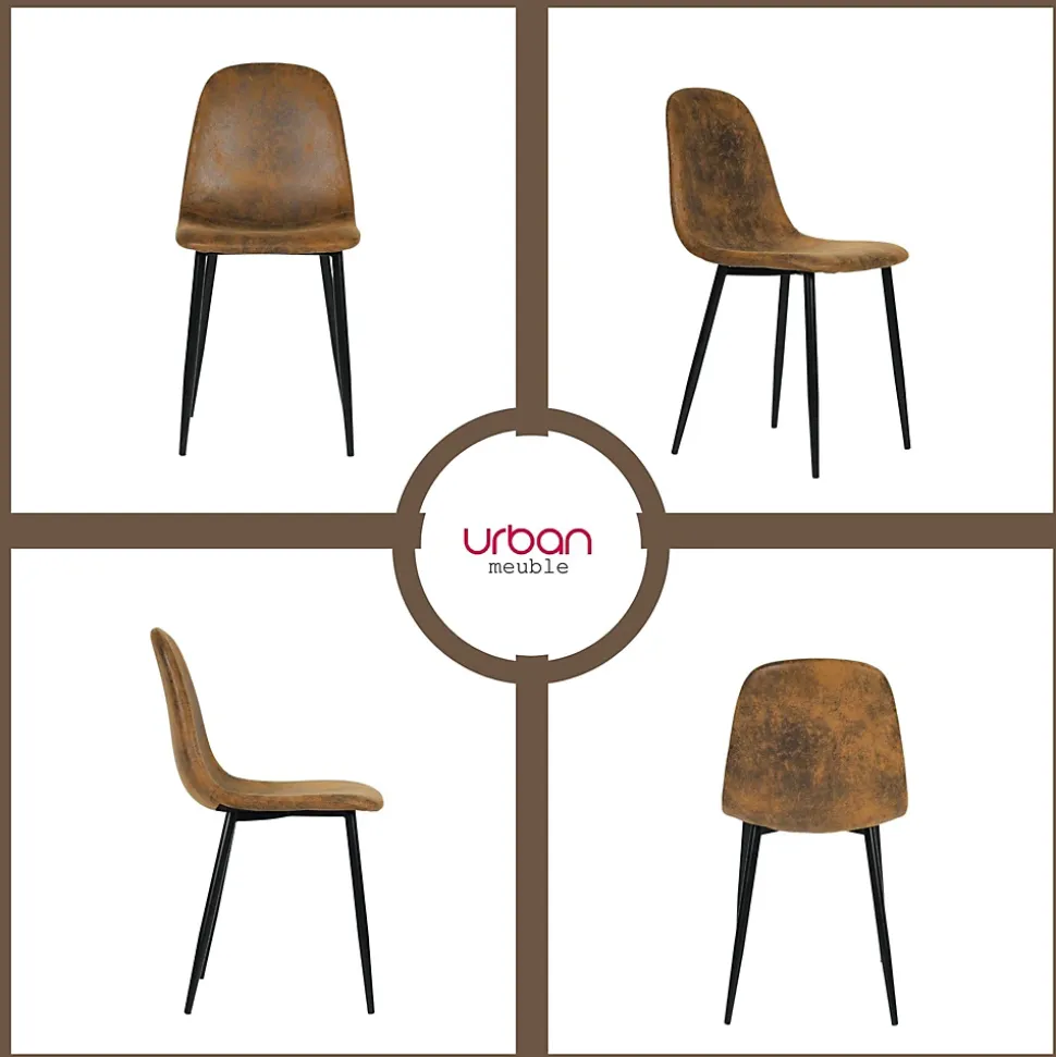 Ensemble table blanche effet marbre et 4 chaises scandinaves rétros