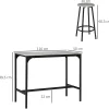 Ensemble table de bar 4 tabourets style industriel métal noir aspect bois gris