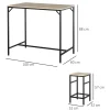 Ensemble table de bar design industriel + 4 tabourets repose-pieds panneaux particules imitation chêne clair métal noir
