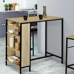 Ensemble table de bar DETROIT et 2 tabourets design industriel