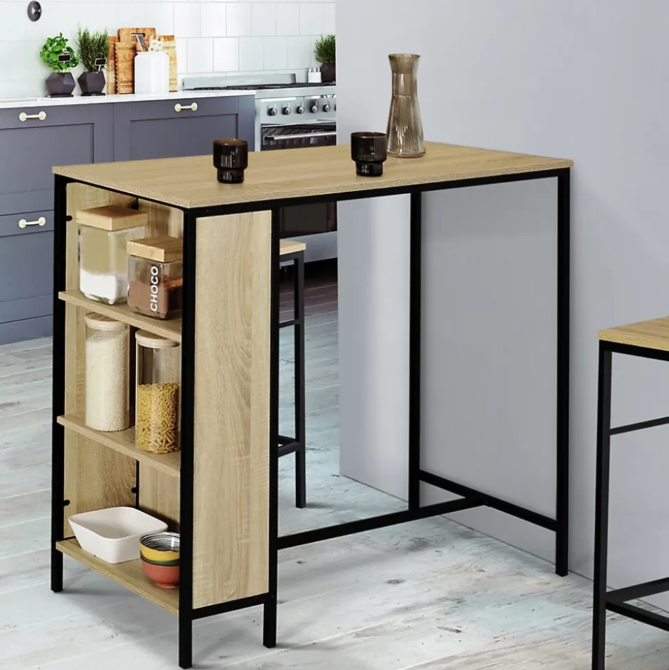 Ensemble table de bar DETROIT et 2 tabourets design industriel