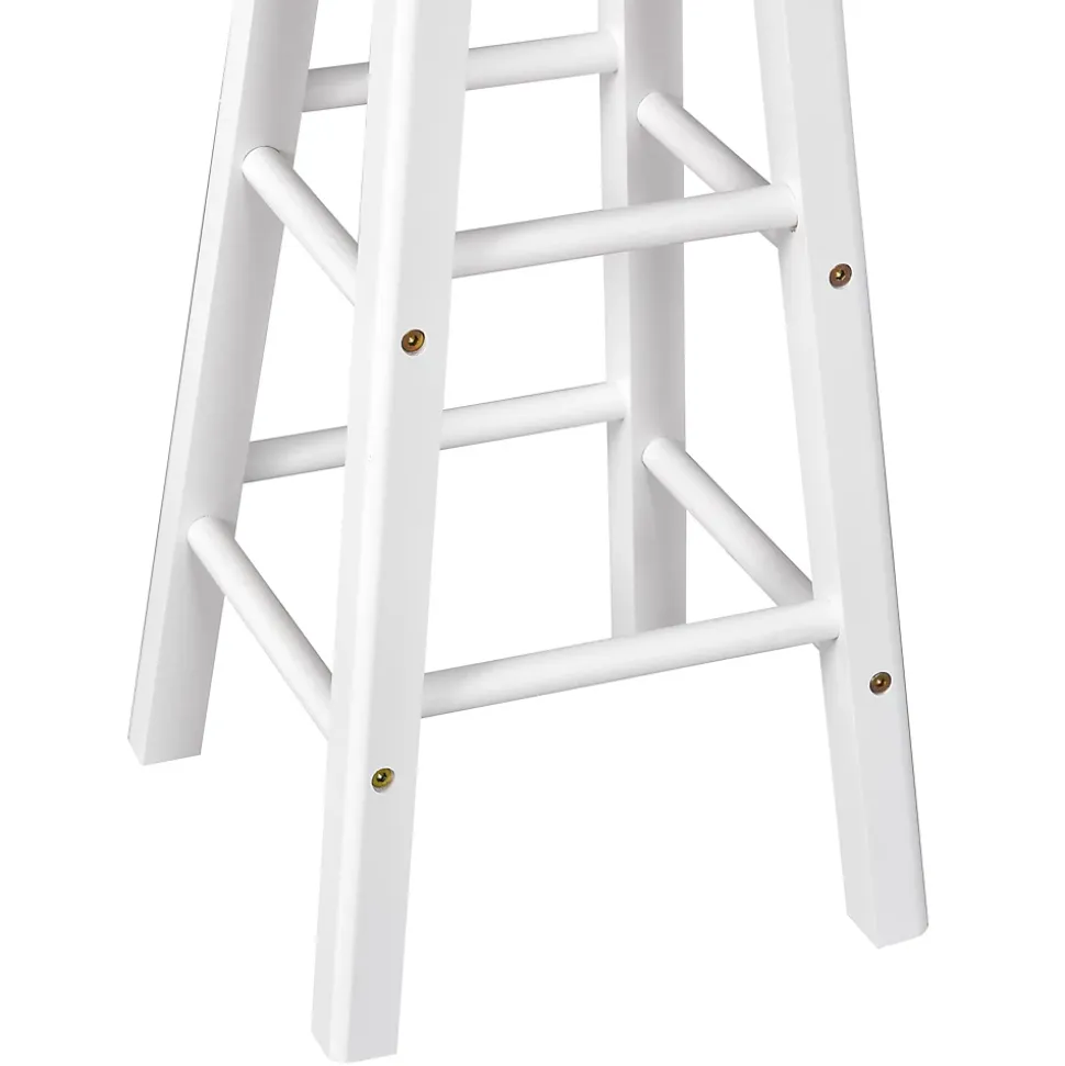 Ensemble table de bar pliable sur roulettes avec étagère et 2 tiroirs + 2 tabourets bois pin MDF blanc chêne clair
