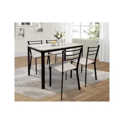 Ensemble table de repas LEEDS noire finition bronze et 4 chaises Style industriel bois et métal