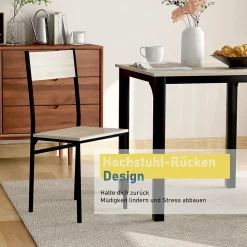 Ensemble Table et 2 Chaises - Table 70x70 cm, MDF Revêtement PVC, Bois Naturel, Gain de Place