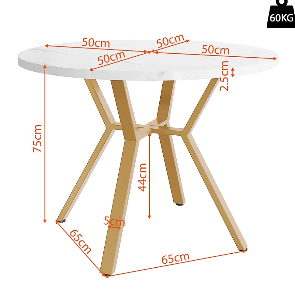 Ensemble table et 4 chaises 100x75 cm, table ronde MDF imitation marbre, pieds métal doré, velours vert