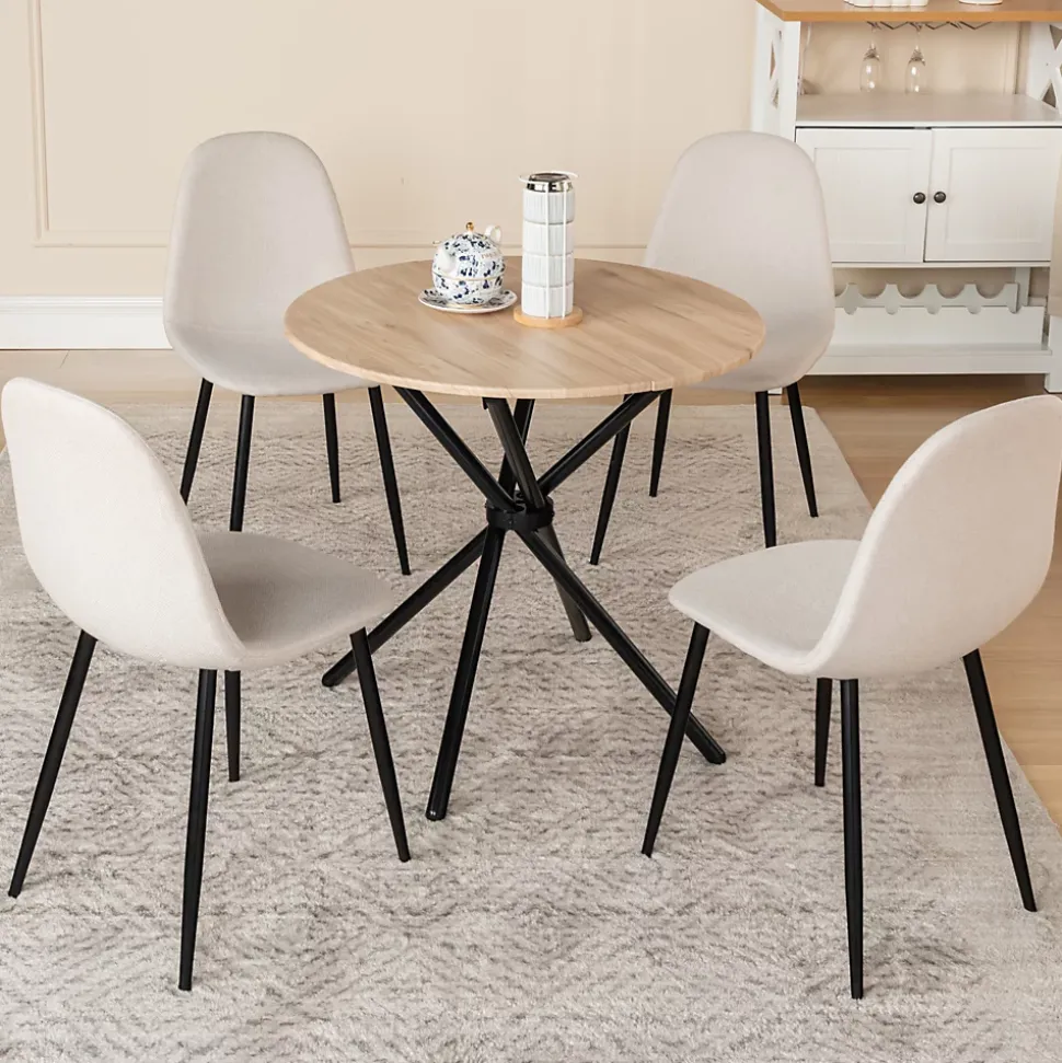 Ensemble table et 4 chaises de salle à manger effet bois et pieds noirs