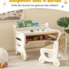Ensemble Table et Chaise pour Enfants avec Plateau Effaçable Stylos Aquarelle et Gomme Ensemble de Table Activités Marron