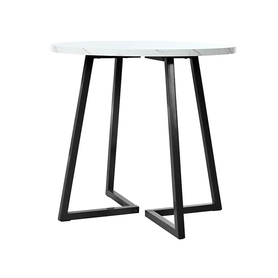 Ensemble table et chaises 80x75 cm table ronde avec 4 chaises assise en velours et structure métal