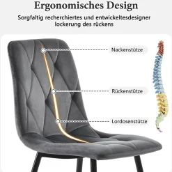 Ensemble Table et Chaises - Table Ronde et 4 Chaises Velours, Salle à Manger Moderne, Plateau Effet Marbre, Gris et Blanc