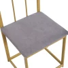 Ensemble Table et Chaises de Salle à Manger, Table Blanche, 6 Chaises en Velours Gris et Pieds Dorés, Design Élégant, 140x80x76 cm