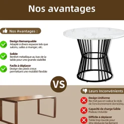 Ensemble Table et Chaises - Table Ronde MDF avec Pieds Métal Noir, 4 Chaises Velours, 100x75 cm, Blanc & Vert