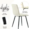 Ensemble Table et Chaises - Table Rectangulaire MDF avec 4 Chaises Velours à Motif Twill, Pieds Métal Noir, Blanc/Beige