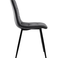 Ensemble table et chaises 100x100x76 cm carrée avec 4 chaises assise rembourrée velours, structure métal