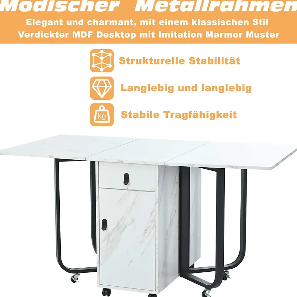 Ensemble Table et Chaises - Table Pliante Rectangulaire en MDF avec 4 Chaises en Velours, Pieds Métal Noir - Blanc/Vert Foncé
