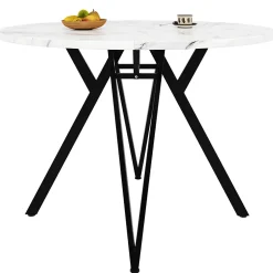 Ensemble table et chaises 100x76 cm table ronde avec 4 chaises en lin gris, piétement métal noir