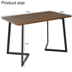 Ensemble Table et Chaises - Repas Rectangulaire avec Chaises Velours Confort et Table MDF, Pieds Métal Noir, Noyer/Vert Foncé