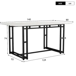 Ensemble table et chaises 140x80x75 cm avec 4 chaises, rectangulaire MDF, chaises velours, structure métal