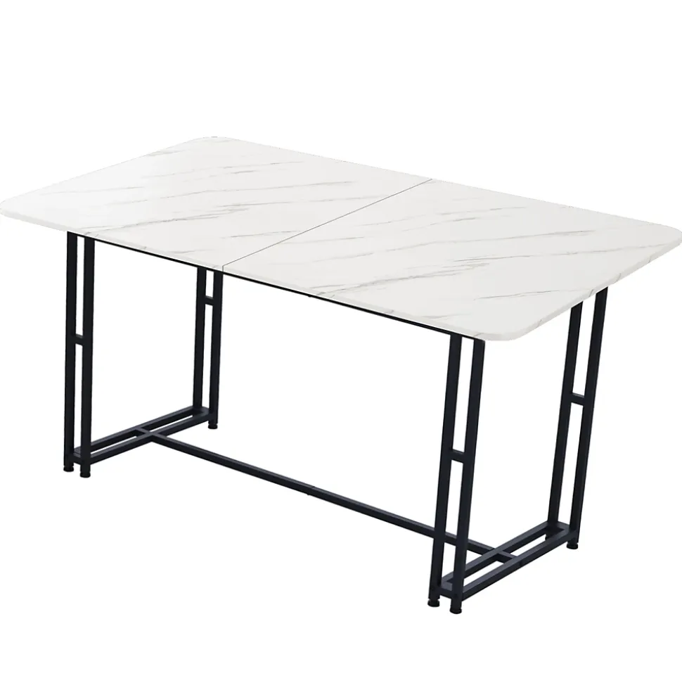 Ensemble table et chaises 140x80x75 cm avec 4 chaises, rectangulaire MDF, chaises velours, structure métal
